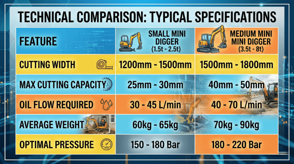 Hedge Trimmer Attachment for Mini Digger Specs