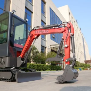 TYPHON TERROR ONE Mini Excavator – 1.1 Ton Trench Digger with Cabin, Hydraulic Thumb Clip, Hydraulic Oil Cooler, 13.5hp B&S Engine USA