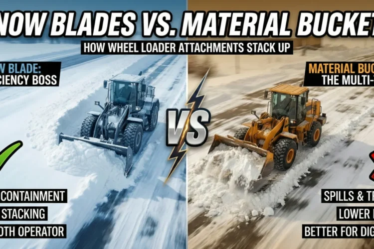 Snow Blades Vs Material Handling Buckets! Dive into our Guide for Wheel Loader Attachments
