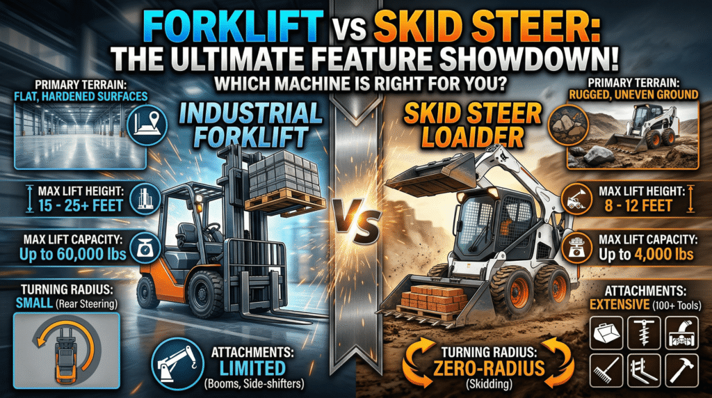 The Forklift vs. Skid Steer Features