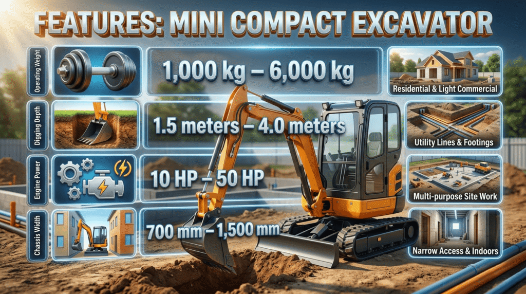Features Mini Compact Excavator 