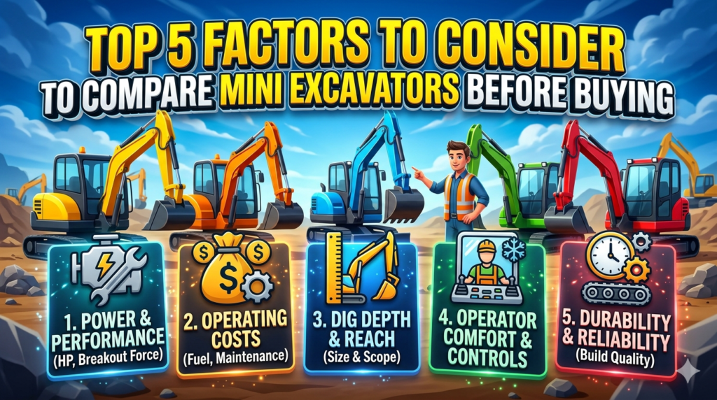 Looking to Compare Mini Excavators? Dive into our Ultimate Guide! 1 5 Factors Compare Mini Excavators