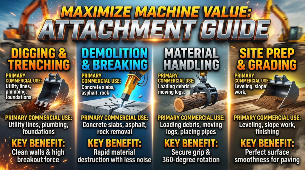 Commercial Construction Mini Excavator Attachments Guide