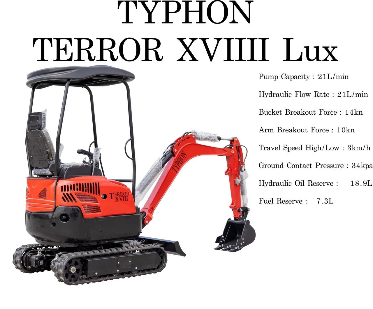 New 4,000 lb TYPHON Lux Mini Excavator Rubber Track with Kubota Diesel Engine USA 2 New 4,000 lb TYPHON Lux Mini Excavator Rubber Track with Kubota Diesel Engine USA - Image 2