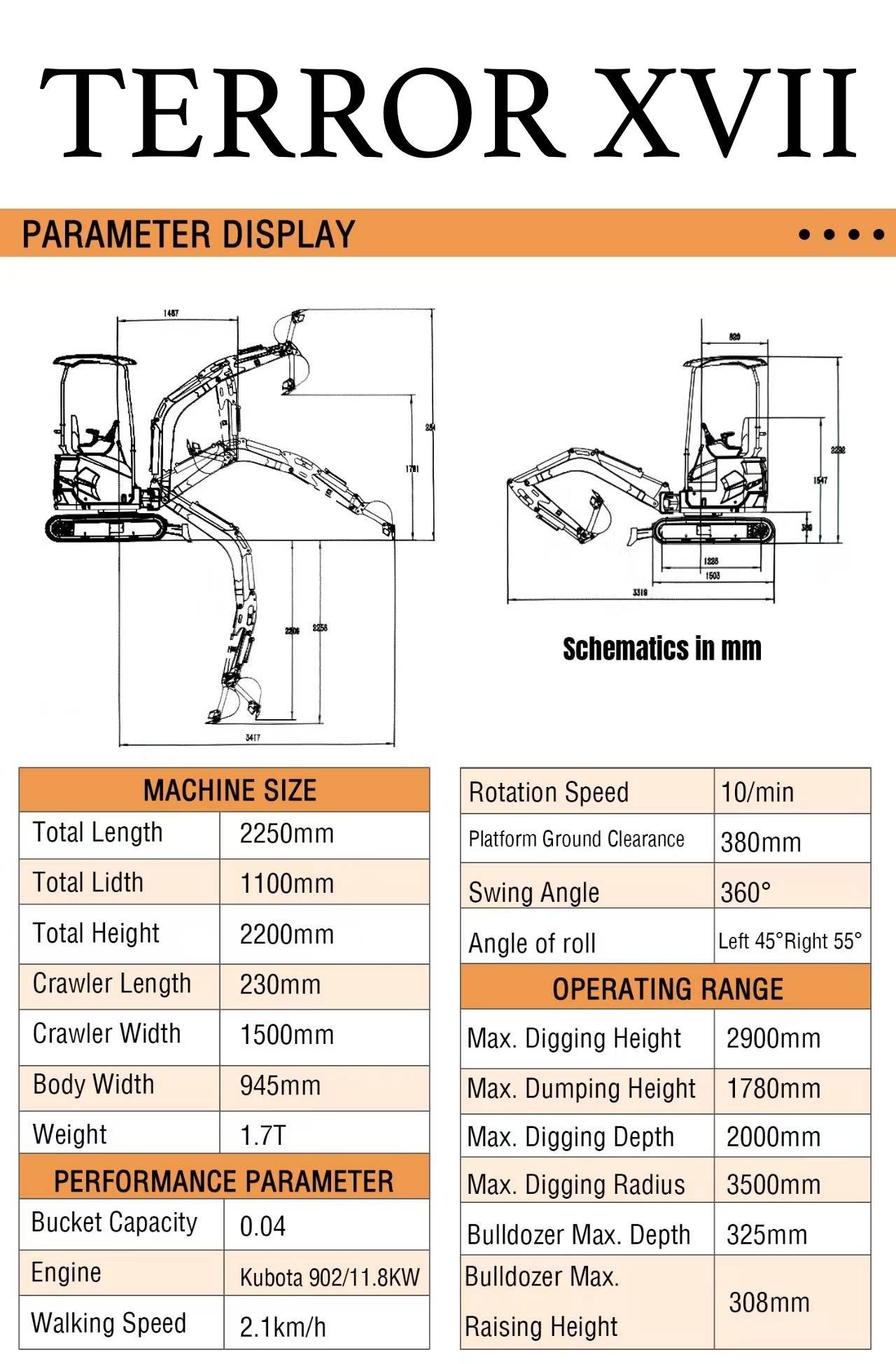 2025 3800 lb TYPHON TERROR XVII Mini Excavator Rubber Track with Kubota D902 Diesel Engine USA 2 2025 3800 lb TYPHON TERROR XVII Mini Excavator Rubber Track with Kubota D902 Diesel Engine USA - Image 2