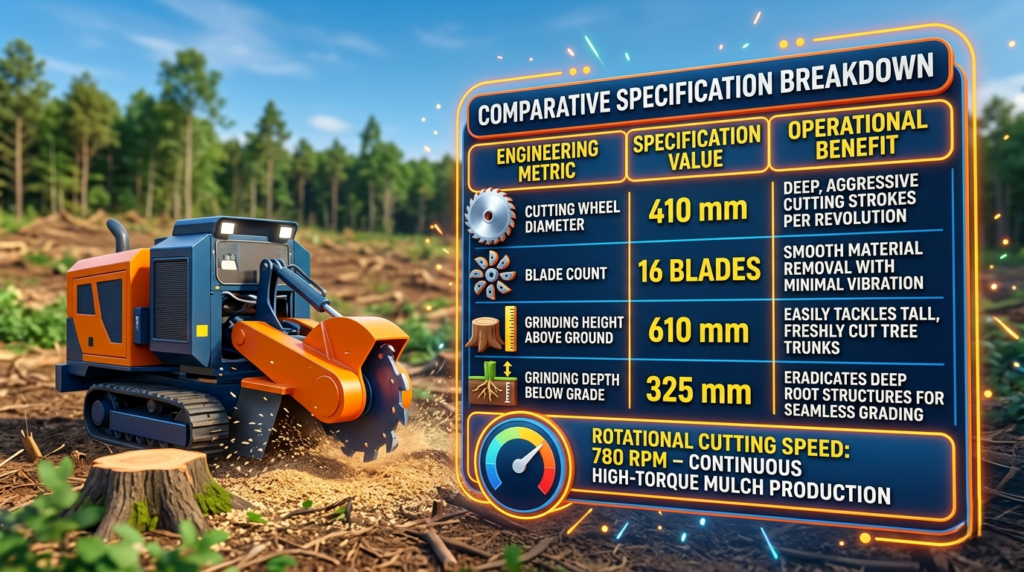 TYPHON Skid Steer Stump Grinder is your solution for quick tree root removal. Experience unmatched power! 1 TYPHON Skid Steer Stump Grinder Specifications