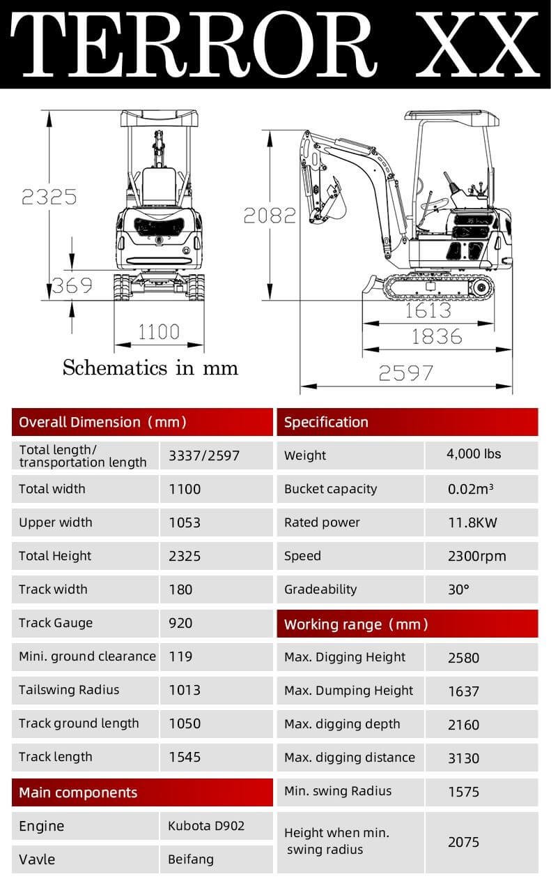 2025 4,000 lb TYPHON TERROR XX Mini Excavator Rubber Track with Kubota D902 Diesel Engine USA 6 2025 4,000 lb TYPHON TERROR XX Mini Excavator Rubber Track with Kubota D902 Diesel Engine USA - Image 6
