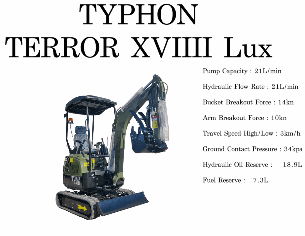 2025 4000 lb Typhon Terror XVIII Mini Excavator Rubber Track with Kubota Diesel Engine USA 5 2025 4000 lb Typhon Terror XVIII Mini Excavator Rubber Track with Kubota Diesel Engine USA - Image 5