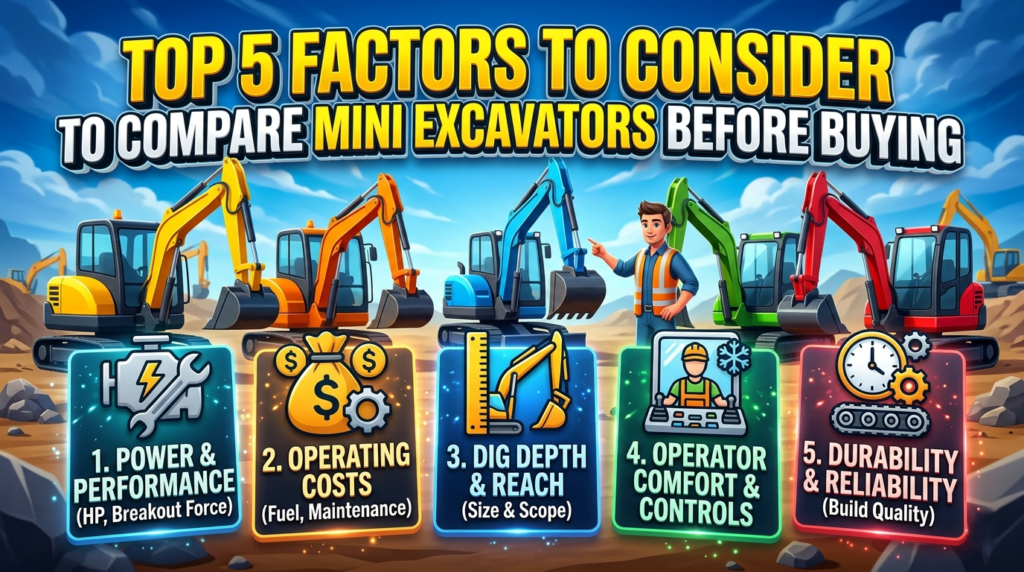 Looking to Compare Mini Excavators? Dive into our Ultimate Guide! 1 5 Factors Compare Mini Excavators