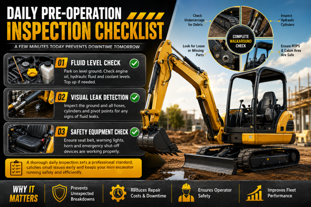 Mini Excavator Maintenance Checklist