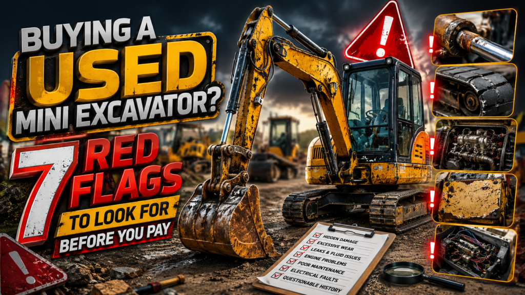 Used Mini Excavator shopping? Here are 7 vital warning signs to check before you buy. Protect your investment! 1 Used Mini Excavator