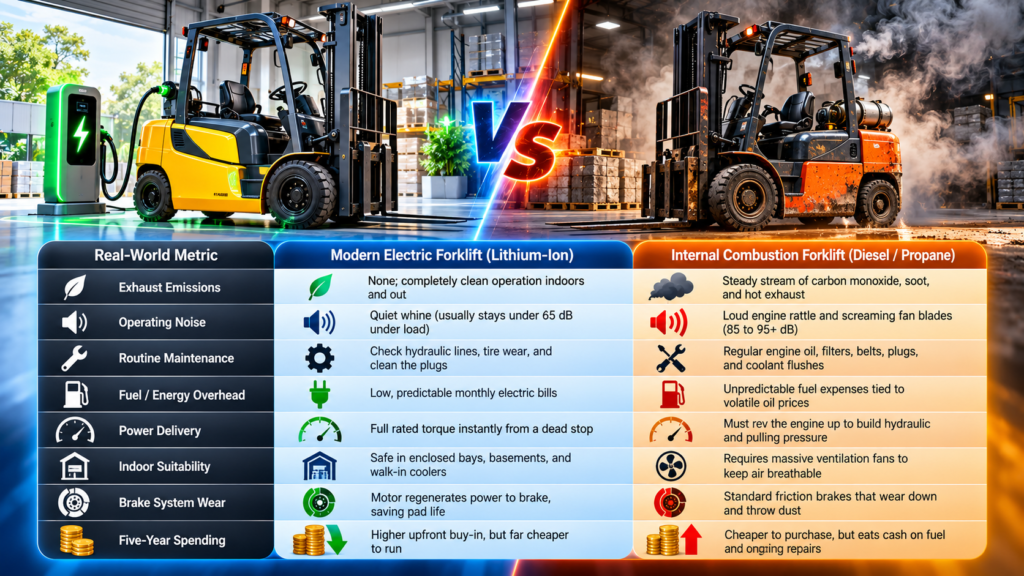 Electric Forklift vs. Combustion Forklift Showdown