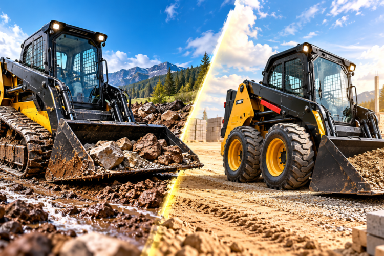 Tracked vs Wheeled Skid Steers: Discover the best choice for your terrain. Learn the pros and cons!