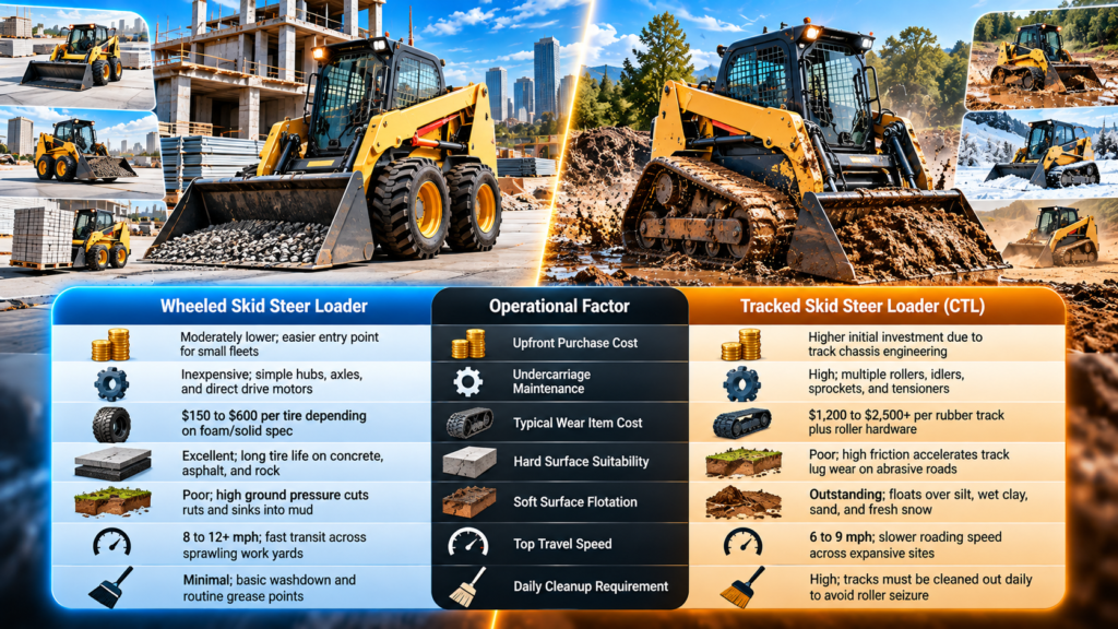 Wheeled vs Tracked Skid Steers Comparison