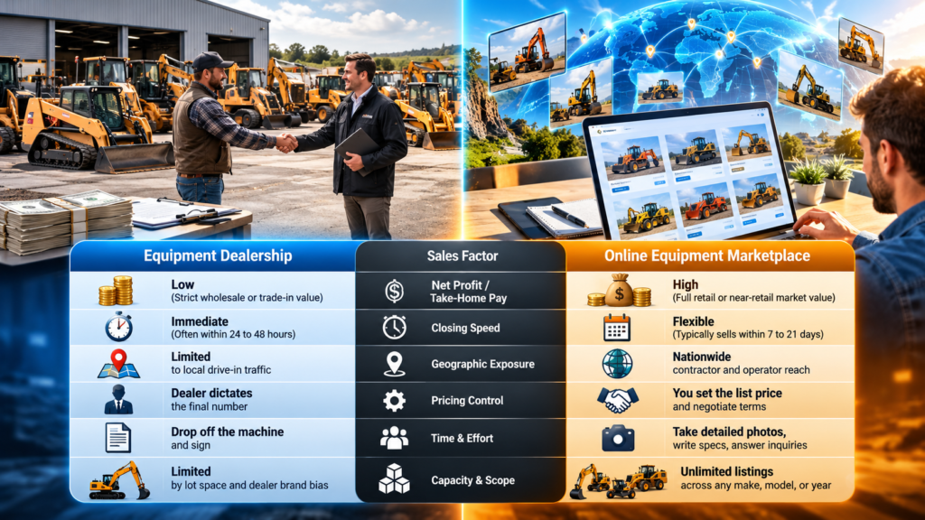 selling used construction machinery Table